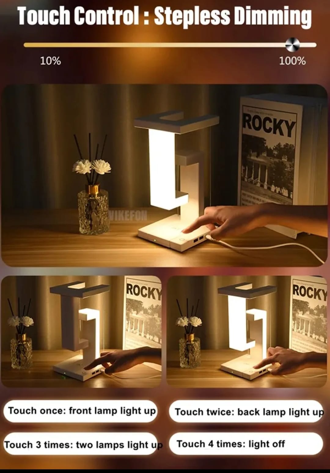 LED Floating Ambient Night Lights - With Wireless charging Desk - Anti gravity Lamp