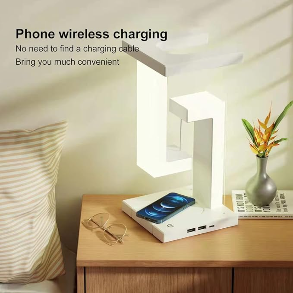 LED Floating Ambient Night Lights - With Wireless charging Desk - Anti gravity Lamp